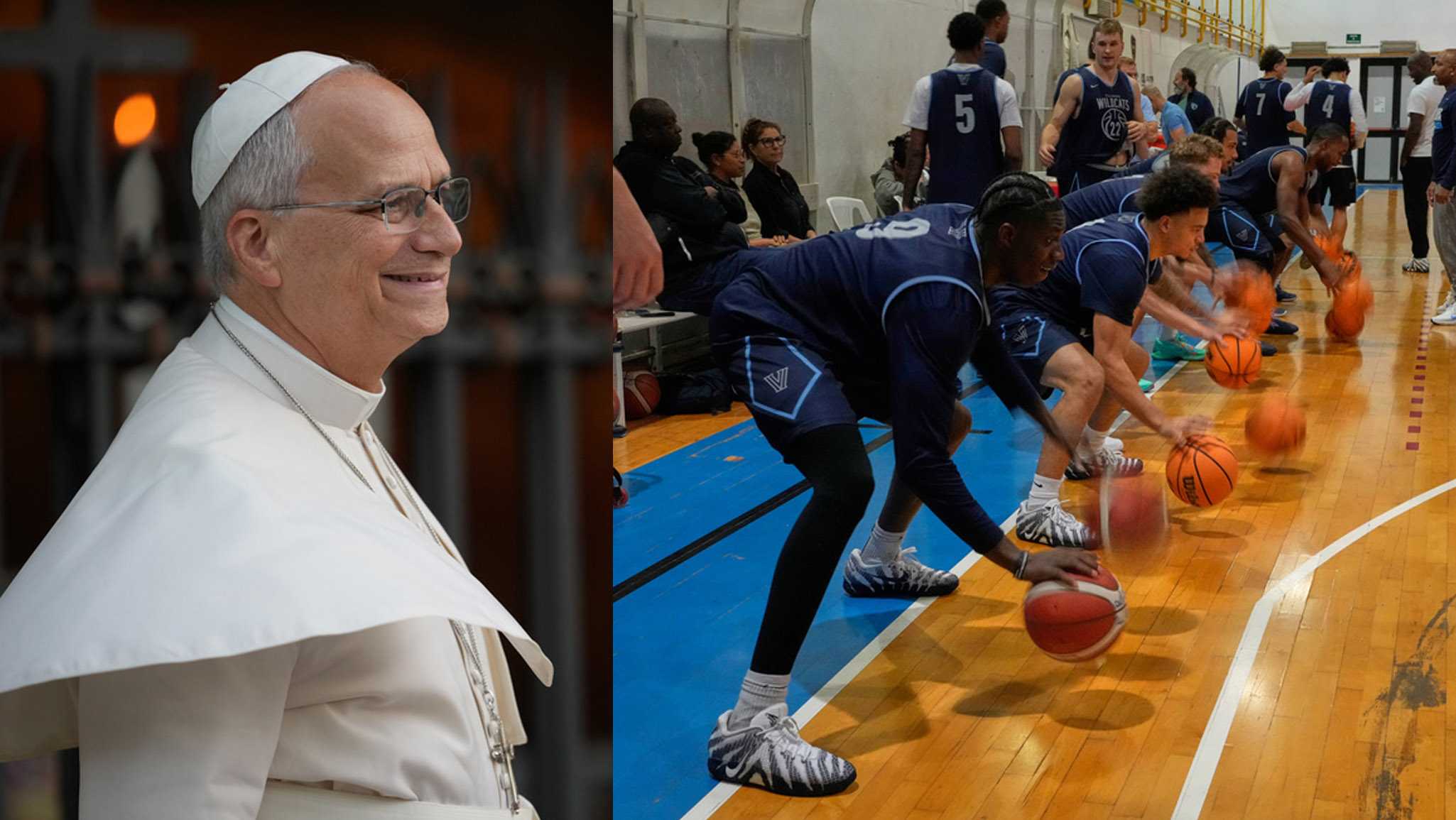 Pope Leo XIV meets with college basketball teams in Rome